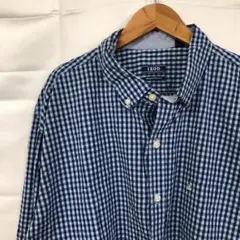 A840T アイゾッドアメリカ古着ロゴ刺繍チェック柄ボタンダウン長袖シャツメンズ