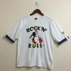 Disney ミッキー プリント 半袖 Tシャツ サイズL