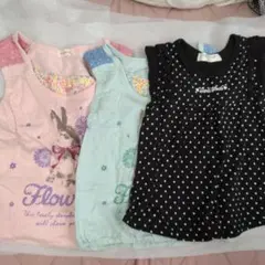 【♥最終価格♥】ウサギと花プリント ドット Tシャツ 3枚セット 95cm