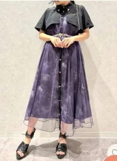 【新作】axes femme ステラプリントシャツワンピース ステラ刺繍