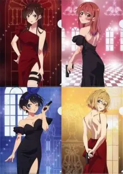 彼女お借りします　トレーディングクリアファイル　コンプ　4枚　A4 ドレス