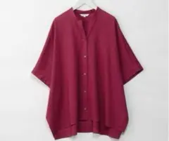 PLSTプラステ　一度のみ　キュプラリネンスキッパーシャツS ローズピンク