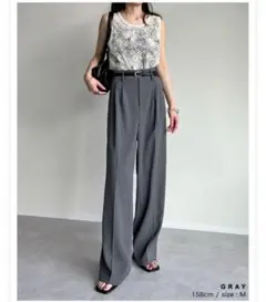 新品タグ付き　リエディ　ダブルタックカラーワイドパンツ　グレー　M