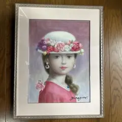 深沢邦朗、【春少女】、希少な画集画、新品高級額 額装付、状態良好 深沢邦朗、【春少女】、希少な大判額装用画集より、新品額装付