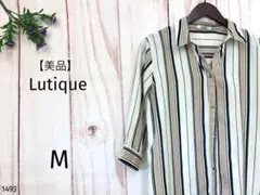 【美品】ルティーク ロングシャツ シャツワンピ 7分袖 ストライプシャツ M