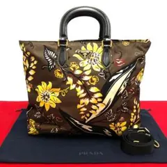 ほぼ未使用 プラダ 三角ロゴ 金具 レザー 2way トート ショルダーバッグ