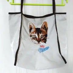 ThreeFourTime ねこ刺繍 トートバッグ シャイニーグレージュ