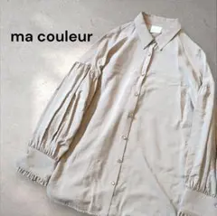 マ クルール 袖フリル バルーンスリーブ パール サテン シャツ