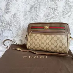 美品 GUCCI グッチ シェリーライン ショルダーバッグ GG柄 ベージュ
