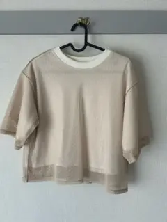 EMMEL REFINES ベージュ メッシュ半袖Tシャツ