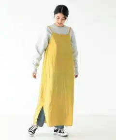 BEAMS BOY / サテン ベロアテープ キャミソールワンピース