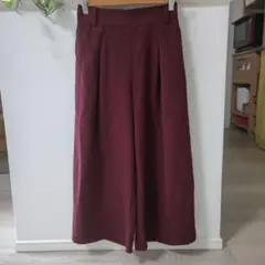 バーガンディ ワイドレッグ ガウチョパンツ M