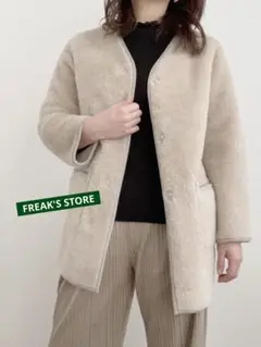 【FREAK'S STORE】ファー アウター ノーカラージャケット コート