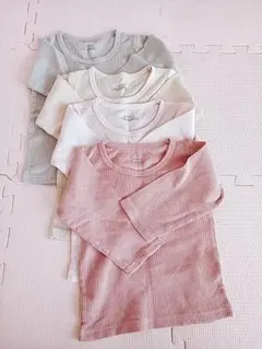 未使用リブ編み長袖シャツ4枚セット90