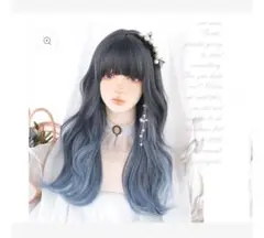 ロリィタ❤フルウィッグ❤ブルグラ❤ロング コスプレ✨前髪 クシとピン付