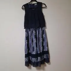 axes femme　ミュルーズ美術館 コラボ　ノースリーブワンピース　ネイビー