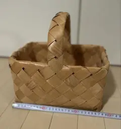 白樺バスケット ハンドル付き 北欧デザイン ハンドメイド