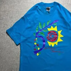 90s フルーツオブザルーム ヴィンテージＴシャツ サンフラワー ブルー