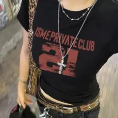 平成ギャル y2k グランジ Tシャツ 黒