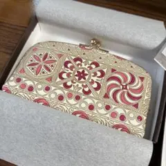 【新品】文庫屋大関　天溝がま口　錦紗〈イエロー〉　水金の文庫革　終売品　希少！ 文庫屋 大関】小さめのお財布 天溝がま口 むかい鶴【皮革工芸品