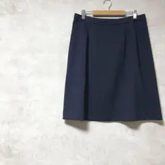 クミキョク　日本製　組曲　膝丈スカート　台形　紺　セレモニー　キレイめ　綿混