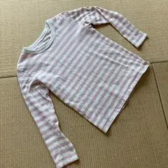 無印良品　長袖カットソー ピンクと白のストライプ