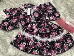 キッズ浴衣ドレス 黒地に花柄