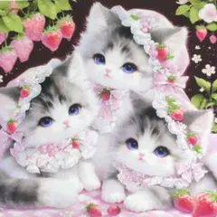 未使用　可愛い猫ちゃんパネル生地8枚です。