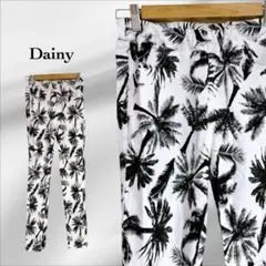 『Dainy』レギンス パンツ【F】オフホワイト ブラック 黒　ウエストゴム