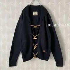 ★HOLMES & CO ニットカーディガン　ジャケット　フード付　紺色b513