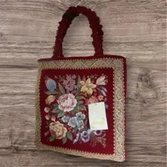 ブルージュ　花柄刺繍　トートバッグ
