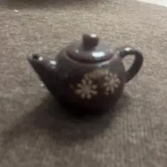 陶器製花模様ポット ブラウン2