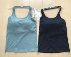 UNIQLO オープンバックホルターブラトップ 2色セット M ナイトブラ