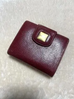 marie claire がま口　二つ折り財布 ボルドー系 小銭　ヴィンテージ風