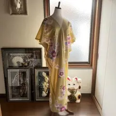 ②浴衣ワンピース♦新品♦反物から♦伊勢清々衣♦着丈１３２センチ♦和モダン♦浴衣