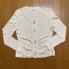 カワイイ!Rene ルネ フルジップジュエルネック薄手カットソーカーディガン