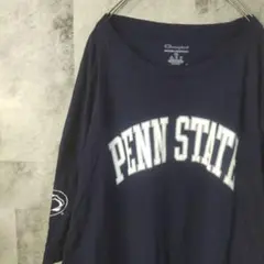 チャンピオン半袖TシャツUS古着ビッグオーバーサイズネイビー3XL　C36,21