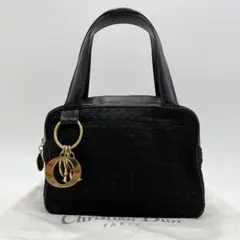 【極美品】クリスチャンディオール レディディオール ハンドバッグ カナージュ 黒
