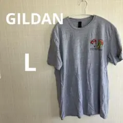 GILDAN グレー Tシャツ キャラクタープリント【L】