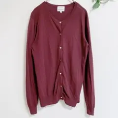 ルジュン【F】長袖カーディガン ワインレッド シンプル オフィス 冷房対策