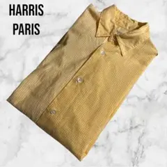 harris paris イエロー　黄色　チェック　ストライプ　シャツ　日本製
