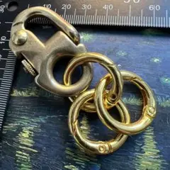 お値下げ 真鍮 スナッププルロックカラビナキーフック キーホルダー キーリング
