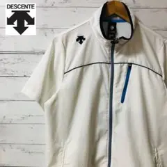 【美品】デサント DESCENTE 半袖 ハーフジップ ホワイト Lサイズ