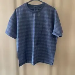 美品　コムサイズム　Tシャツ　チェック　黒　ブラック