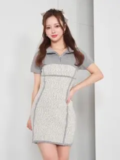 Darich ラインスラブニットミニワンピース GRY