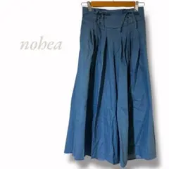 【nohea】 デニム調ハイウエストワイドパンツ ウエストリボン 春夏