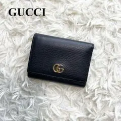 【美品】GUCCI 折財布 GGマーモント レザー ブラック 546584