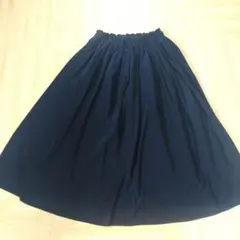 ロングスカート　フレアスカート　Aライン　ネイビー　紺　レディース　M 春夏