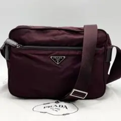 【人気上品カラー】PRADA カメラバッグ ショルダーナイロン 朱色 斜め掛け可