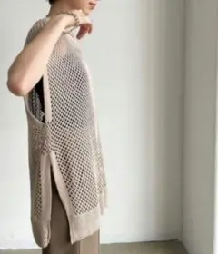 NEUNA☆ シアーシースルーフィッシュネットビッグベスト/ニットベスト
